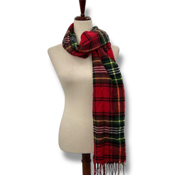 NEW Steve Madden RedTartan Plaid Scarf with Fringe Detail Winter Warm NWT - Picture 8 of 9